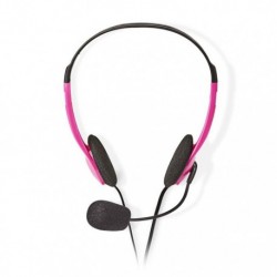 NEDIS CHST100PK Στερεοφωνικό on-ear headset με σύνδεση 2x35mm ροζ χρώμα