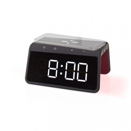NEDIS WCACQ30BK Aσύρματος Qi ταχυφόρτιστης κινητού επιτραπέζιο ρολόι ξυπνητήρι