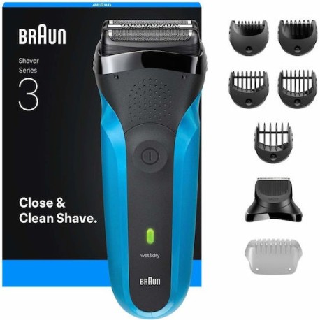 Braun 310BT-BLU Series-3 Ξυριστική Μηχανή Προσώπου Επαναφορτιζόμενη